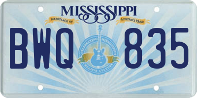 MS license plate BWQ835