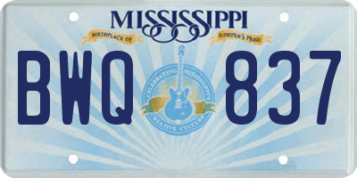 MS license plate BWQ837