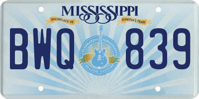 MS license plate BWQ839