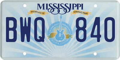 MS license plate BWQ840