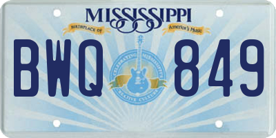 MS license plate BWQ849