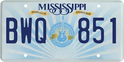 MS license plate BWQ851