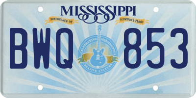 MS license plate BWQ853