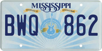 MS license plate BWQ862