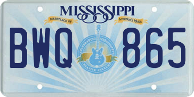 MS license plate BWQ865