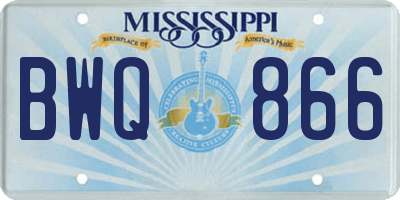 MS license plate BWQ866