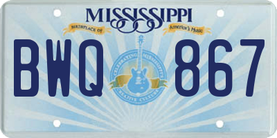 MS license plate BWQ867