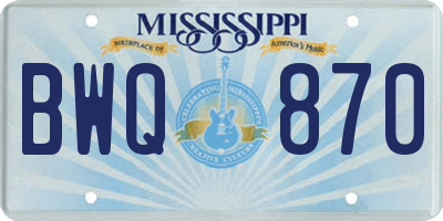 MS license plate BWQ870