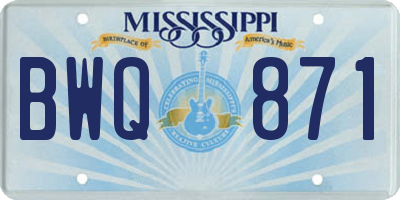 MS license plate BWQ871