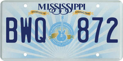 MS license plate BWQ872