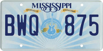MS license plate BWQ875