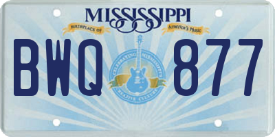 MS license plate BWQ877