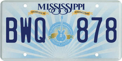 MS license plate BWQ878