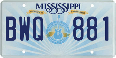 MS license plate BWQ881