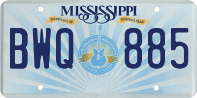 MS license plate BWQ885