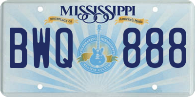 MS license plate BWQ888