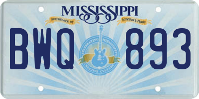 MS license plate BWQ893
