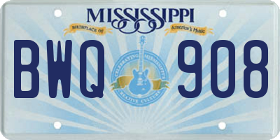 MS license plate BWQ908