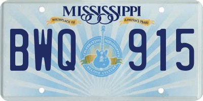 MS license plate BWQ915