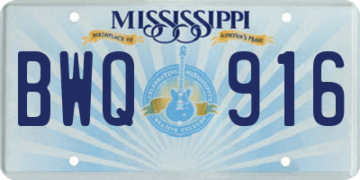 MS license plate BWQ916