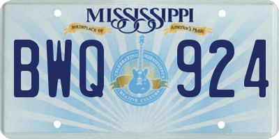 MS license plate BWQ924