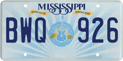 MS license plate BWQ926