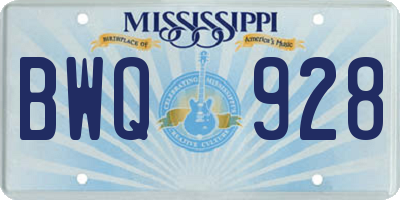MS license plate BWQ928