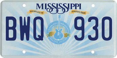 MS license plate BWQ930