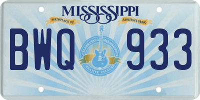 MS license plate BWQ933