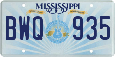 MS license plate BWQ935