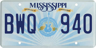 MS license plate BWQ940