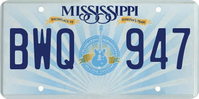 MS license plate BWQ947
