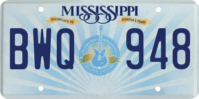 MS license plate BWQ948