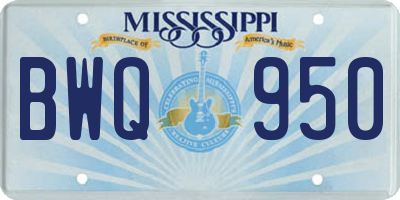 MS license plate BWQ950