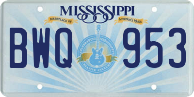 MS license plate BWQ953
