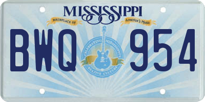 MS license plate BWQ954