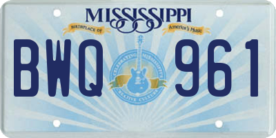 MS license plate BWQ961