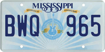 MS license plate BWQ965