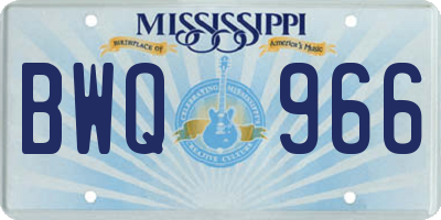 MS license plate BWQ966