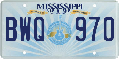 MS license plate BWQ970