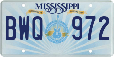 MS license plate BWQ972