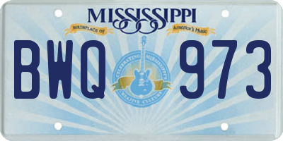 MS license plate BWQ973