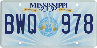 MS license plate BWQ978