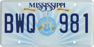 MS license plate BWQ981