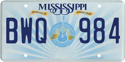 MS license plate BWQ984