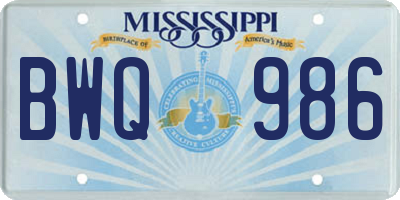 MS license plate BWQ986
