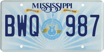 MS license plate BWQ987