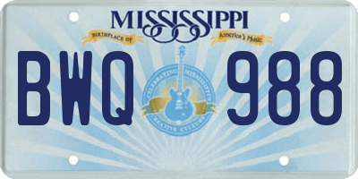 MS license plate BWQ988