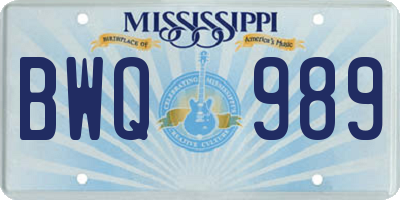 MS license plate BWQ989