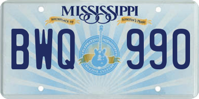MS license plate BWQ990